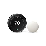 Google Nest Learning Thermostat (4th Gen, 2024) with Nest Temperature Sensor - Energy Saving Smart Thermostat - Works with Alexa, Apple HomeKit and Google Home App - Polished Obsidian