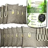 Charcoal bags Odor Absorber Activated Bamboo Charcoal Air Purifying Bag for Home Odor Eliminator Car Air Freshener for Closet Deodorizer Shoe Room Basement Litter Box Pet safe Bag 15Packs×100g