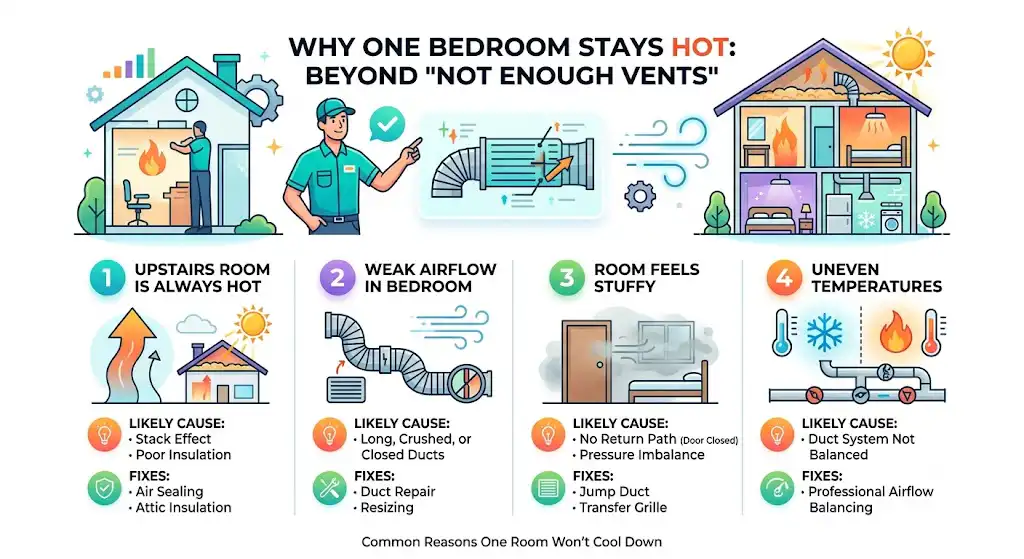 Why that hot bedroom stays hot (and it’s usually not “not enough vents”)