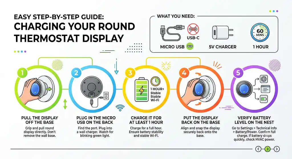 How to recharge the Nest Thermostat 3rd gen battery (the correct way)