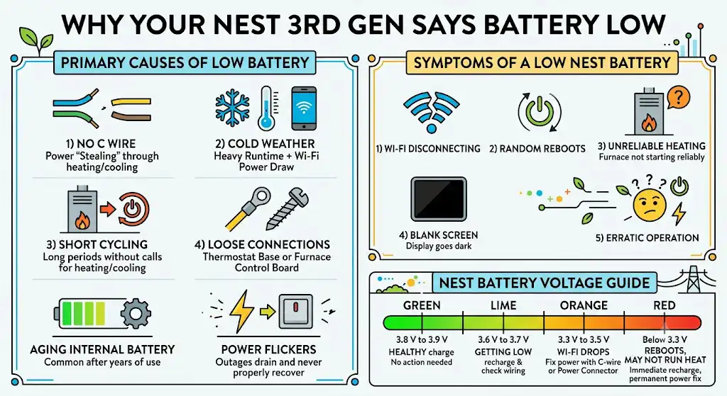 Why your Nest 3rd gen says Battery Low