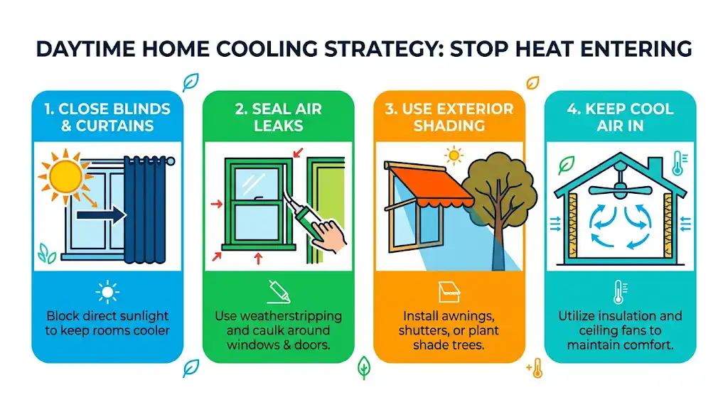 Daytime strategy: stop heat from entering in the first place
