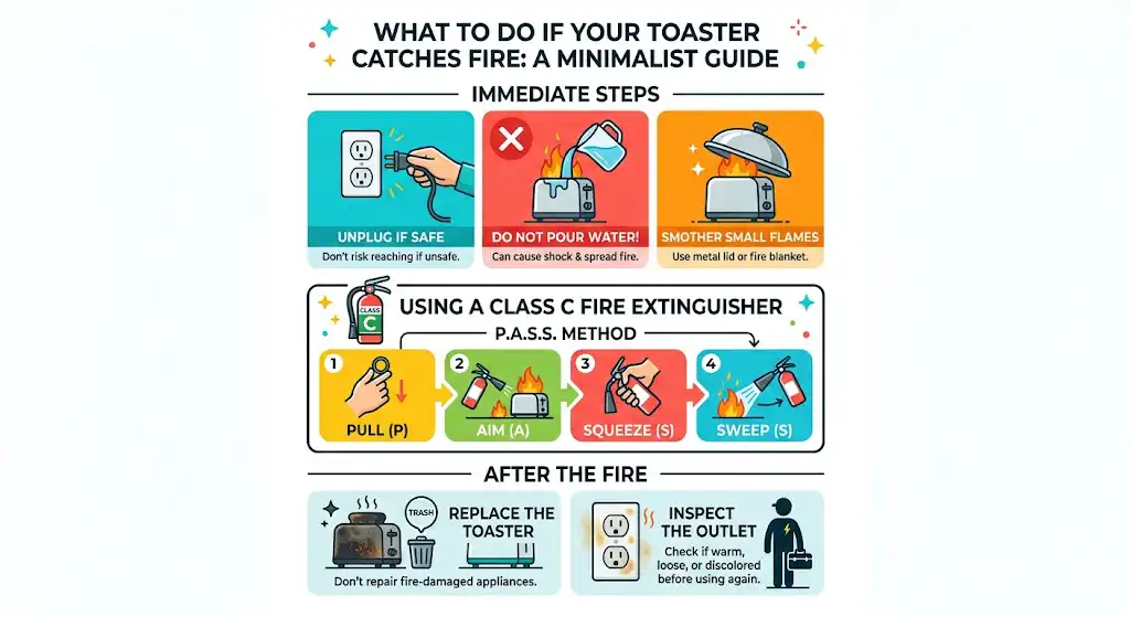What to do if a toaster catches fire