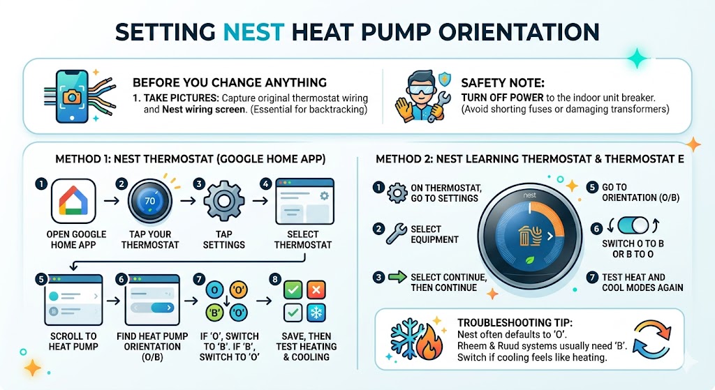 How to set heat pump orientation on a Nest thermostat