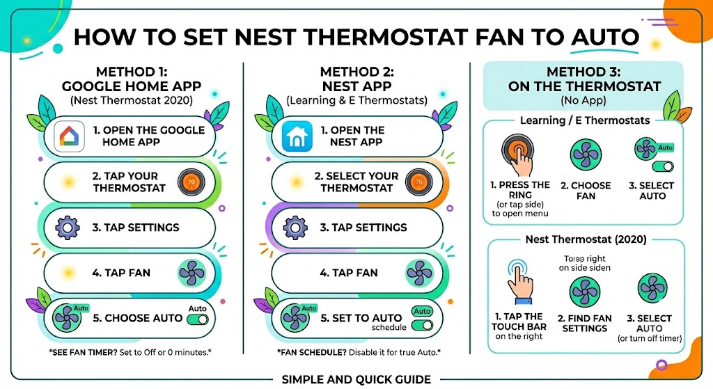 How to Set Nest Thermostat Fan to Auto (Google Home App)