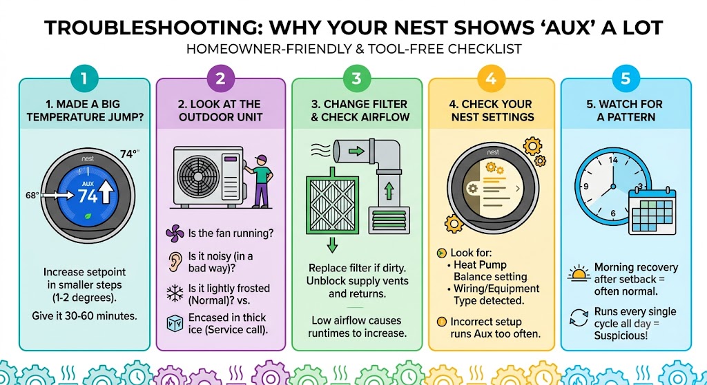 Troubleshooting: why your Nest is showing AUX a lot