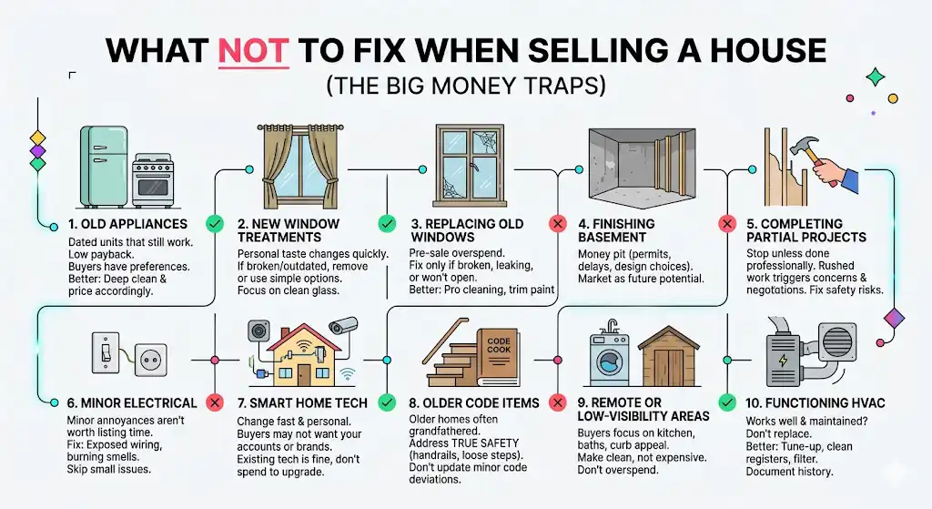 What not to fix when selling a house (the big money traps)