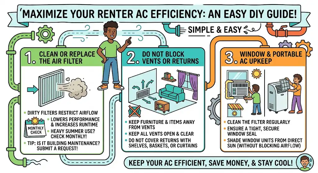 Keep your AC efficient (maintenance that renters can actually do)