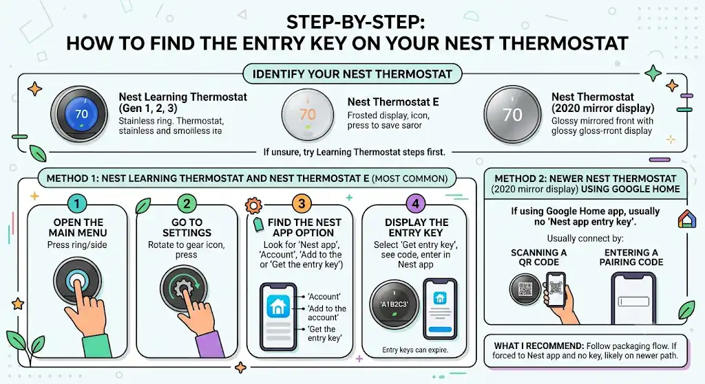 Step-by-step: How to find the entry key on your Nest thermostat
