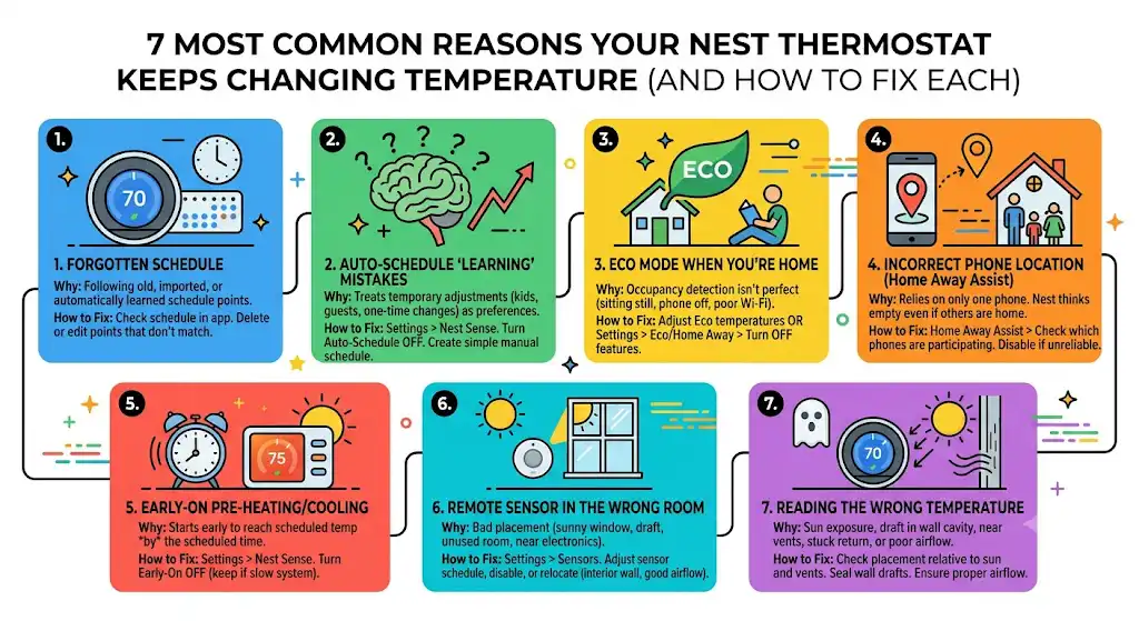 The 7 most common reasons your Nest thermostat keeps changing temperature (and how to fix each)