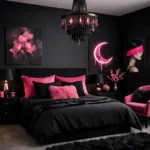 black and pink bedroom