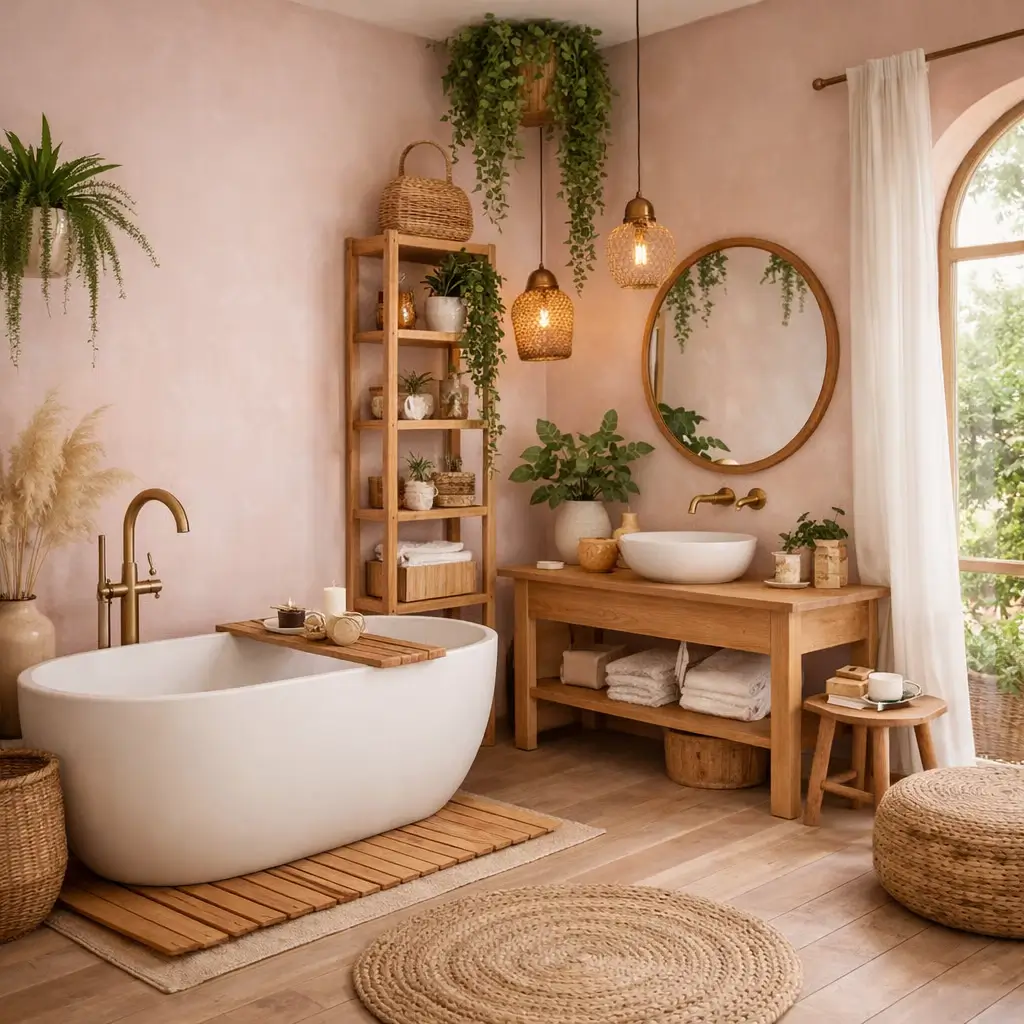 light pink bathroom