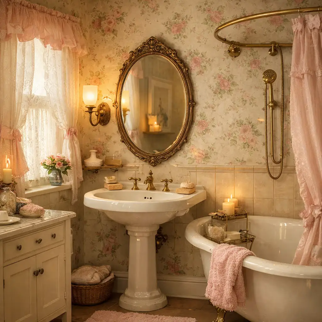 vintage pink bathroom