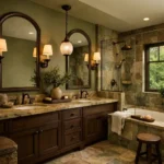 olive green bathroom