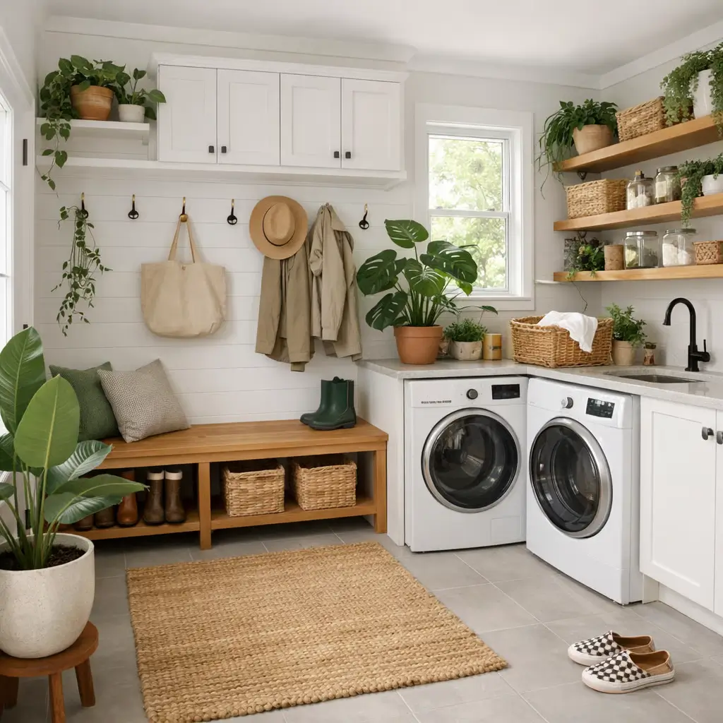 mud room and laundry room combo