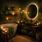 moody green bathroom