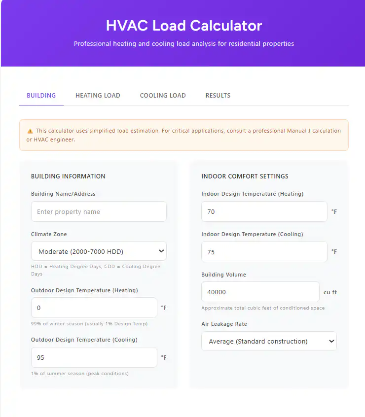 HVAC Load Calculator