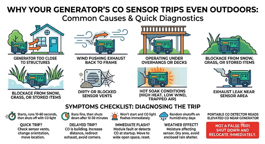 Why your generator’s CO sensor might trip even outdoors