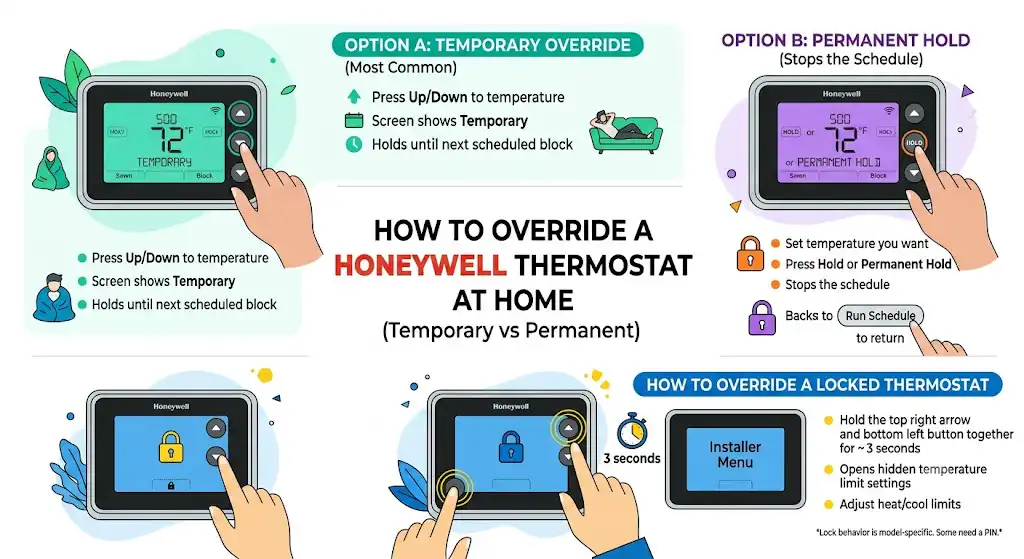 How to Override a Honeywell Thermostat at Home (Temporary vs Permanent)