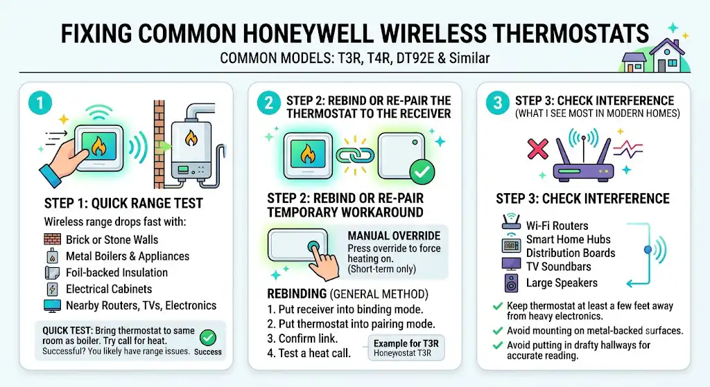 Fixing wireless Honeywell thermostats (most common situation)