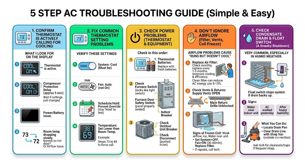 Step 1: Confirm the thermostat is actually calling for cooling
