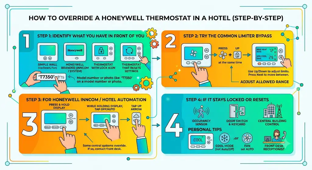 How to Override a Honeywell Thermostat in a Hotel (Step-by-Step)