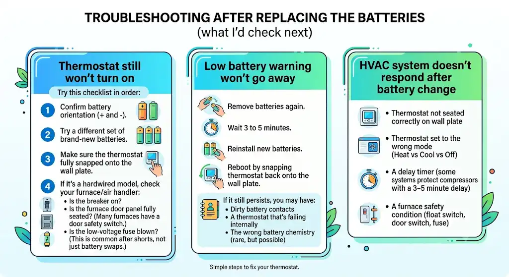 Troubleshooting after replacing the batteries (what I’d check next)