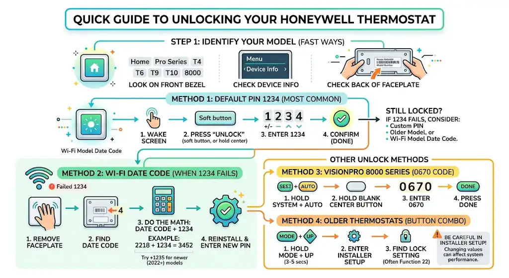 Step 1: Identify your Honeywell thermostat model (fast ways)