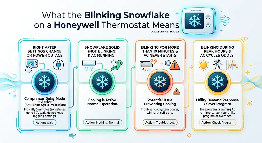 What the Blinking Snowflake on a Honeywell Thermostat Usually Means