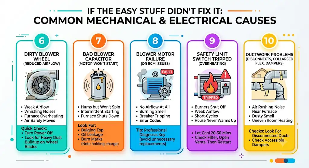 If the easy stuff didn’t fix it: common mechanical and electrical causes