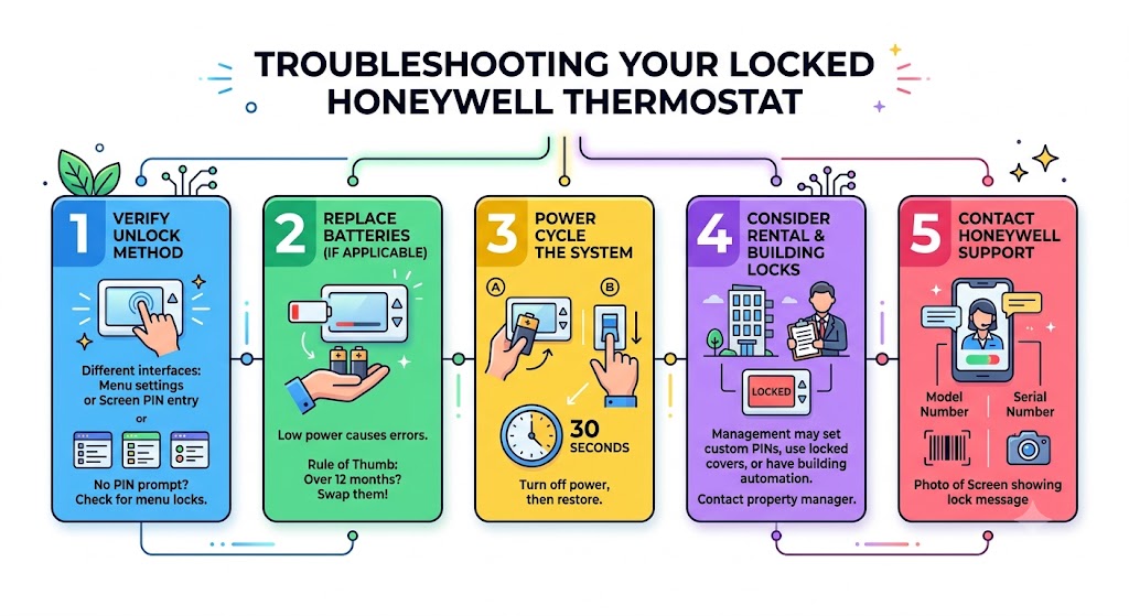 Troubleshooting if your Honeywell thermostat still won’t unlock