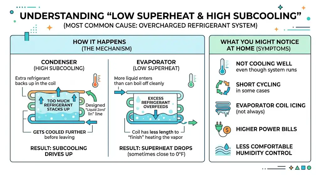 What superheat and subcooling actually measure (and why both matter)