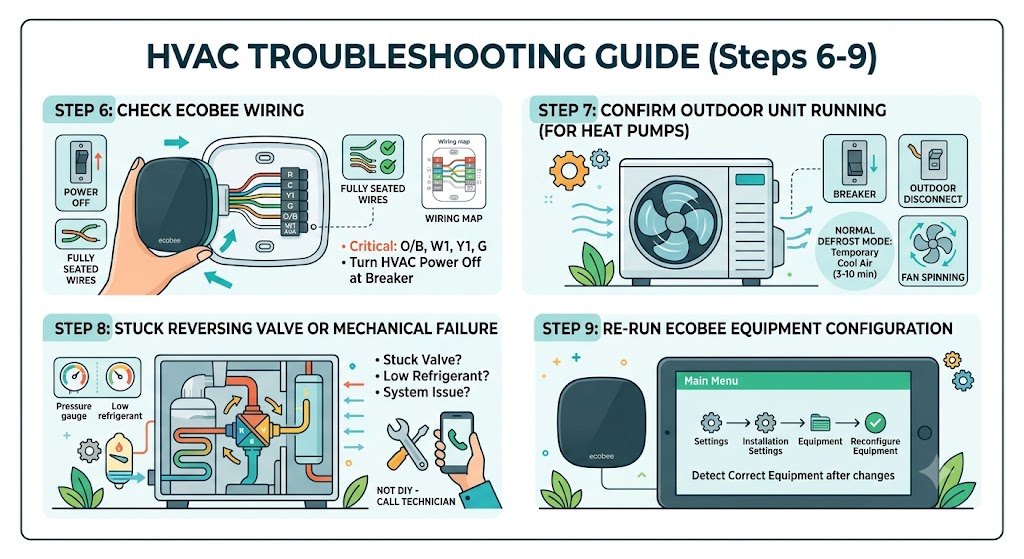 Step 6: Check Wiring at the Ecobee (Especially O/B, W1, Y1)