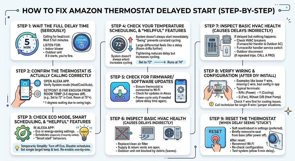 How to Fix Amazon Thermostat Delayed Start (Step-by-Step)