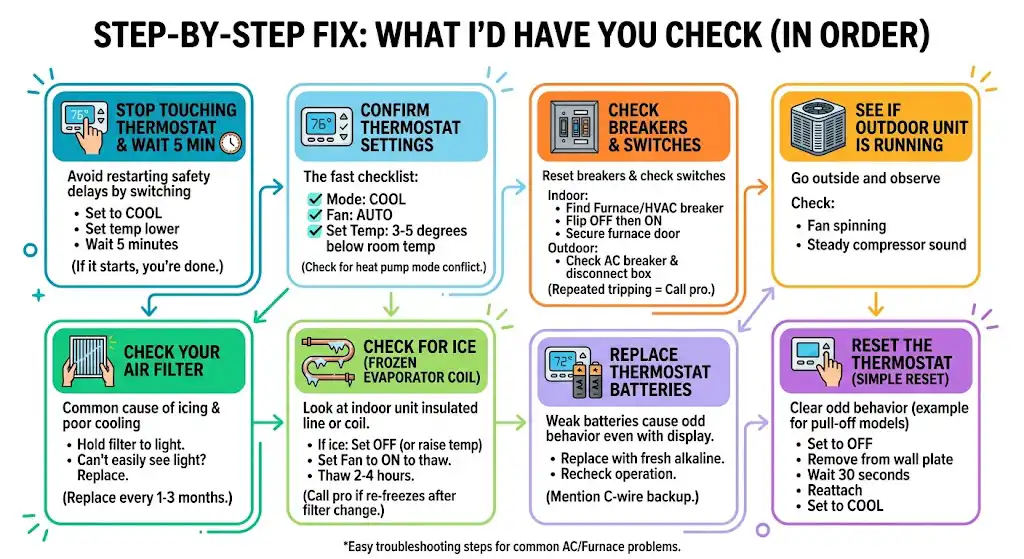 Step-by-Step Fix: What I’d Have You Check (In Order)