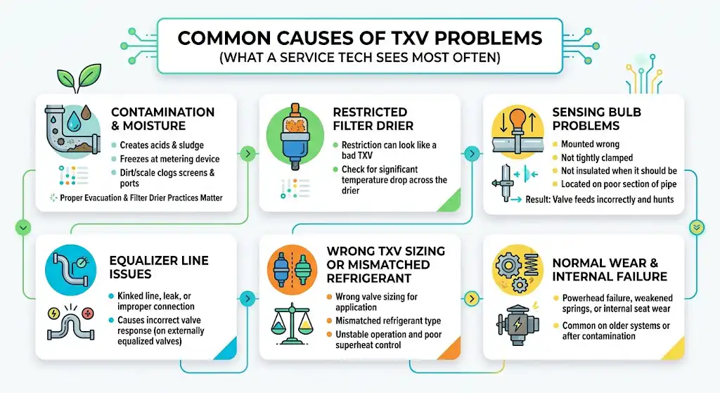 Common causes of TXV problems (what I see most often)