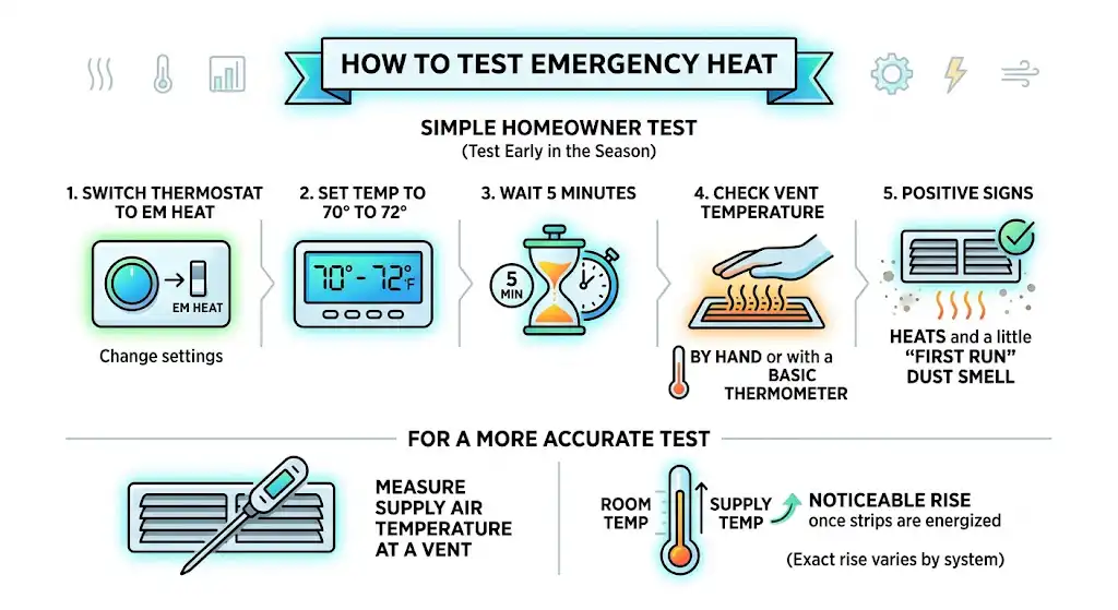 How to test emergency heat (simple homeowner test)