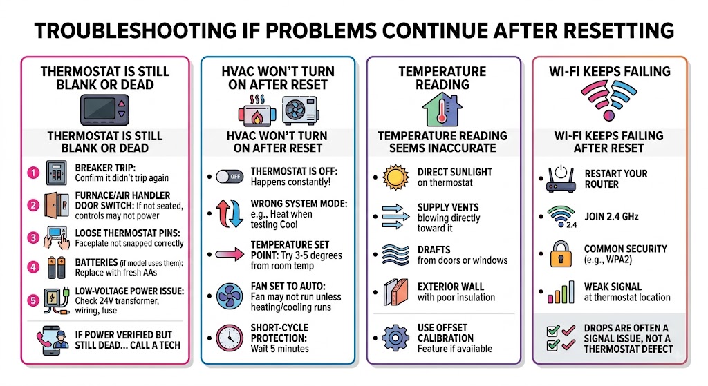 Troubleshooting if problems continue after resetting
