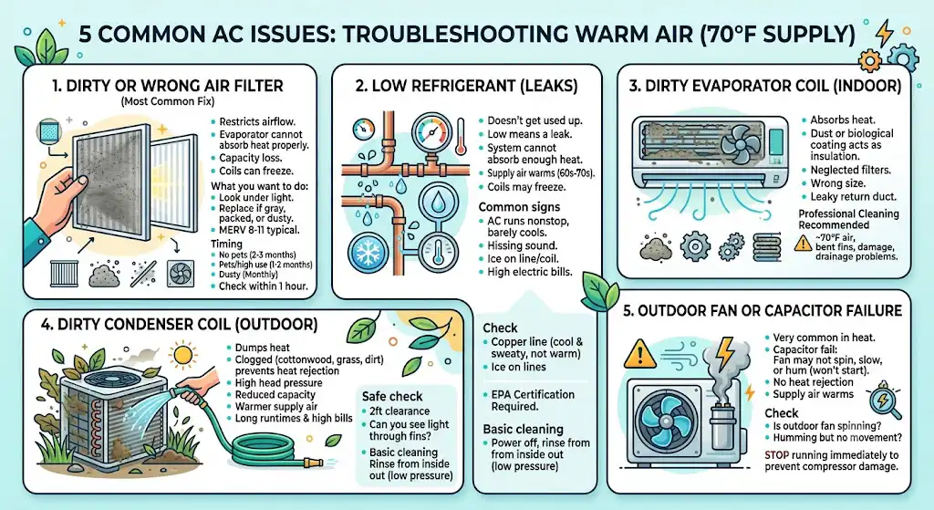 Most Common Reasons Your AC Is Blowing 70 Degree Air