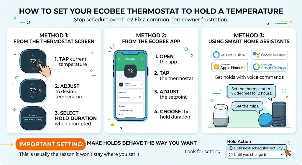How to set your Ecobee thermostat to hold a temperature