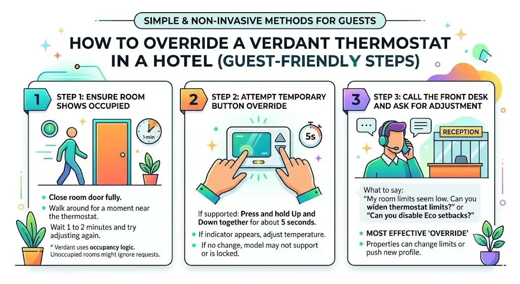 How to Override a Verdant Thermostat in a Hotel (Guest Friendly Steps)