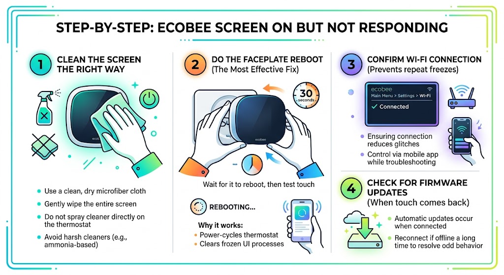 Step-by-step: Ecobee screen is ON but not responding