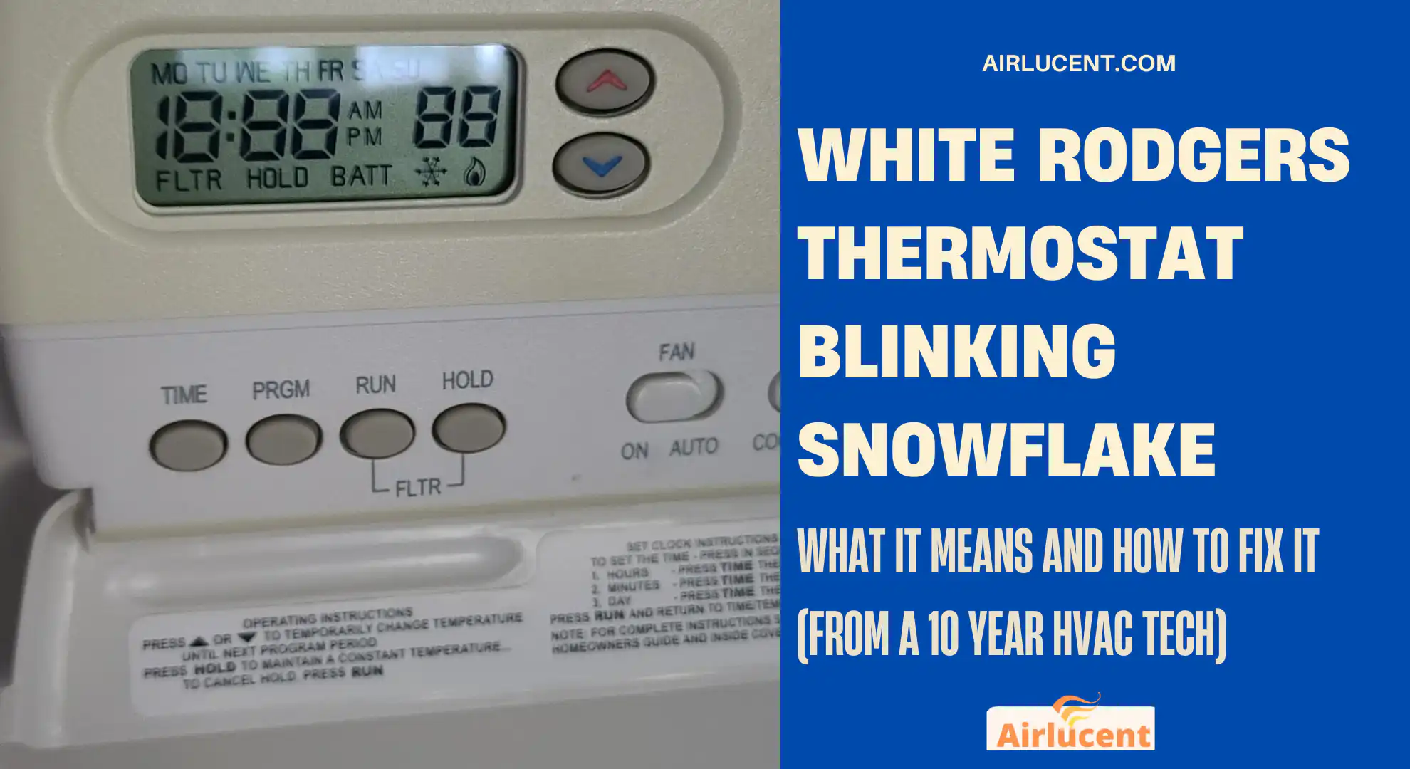 White Rodgers Thermostat Blinking Snowflake