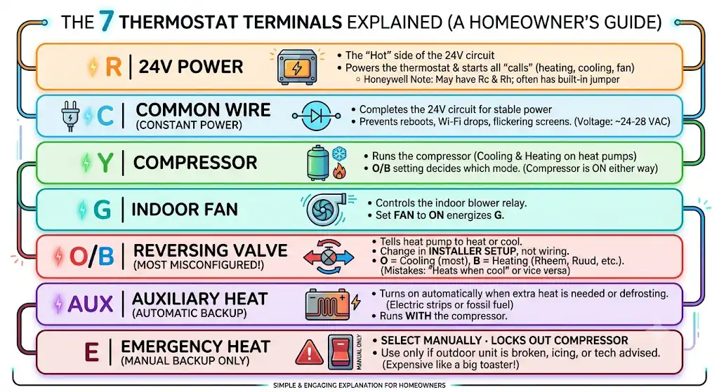 The 7 terminals explained (one at a time, the way I explain it to homeowners)