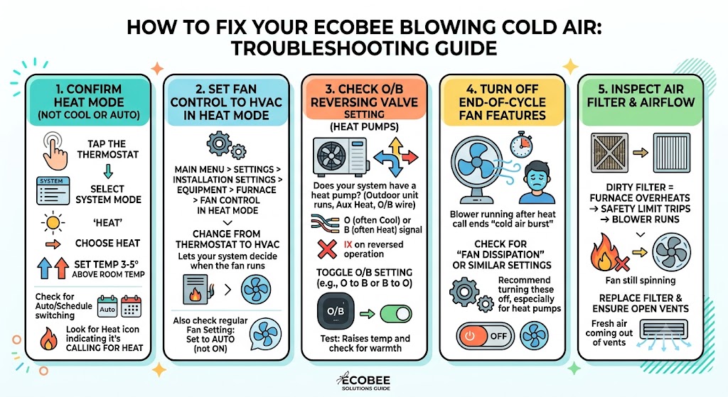 Step 1: Confirm You’re Actually in Heat Mode (Not Cool or Auto)