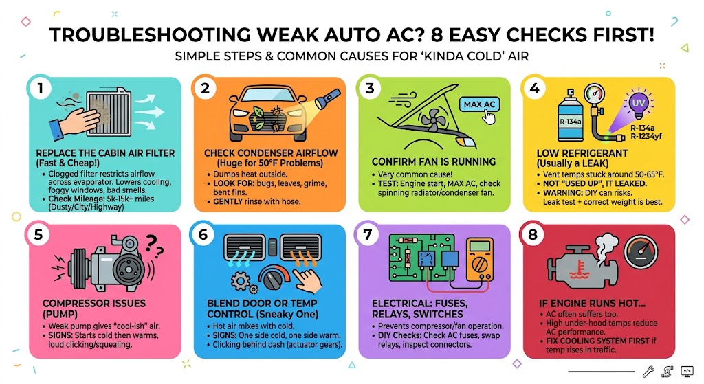 Most Common Causes of a Car AC Blowing 50°F (and the Fix)