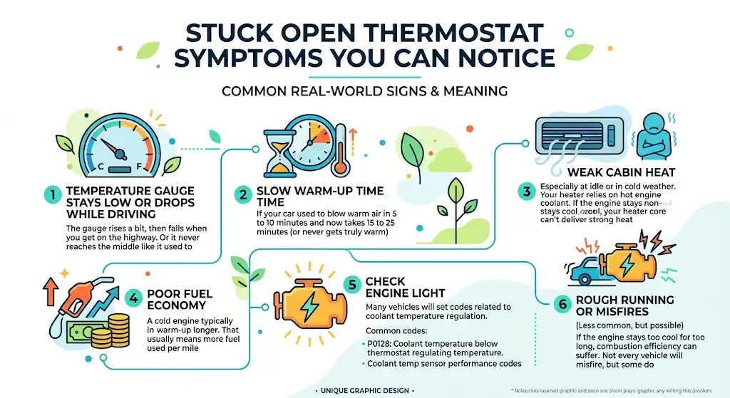 Stuck open thermostat symptoms you can notice