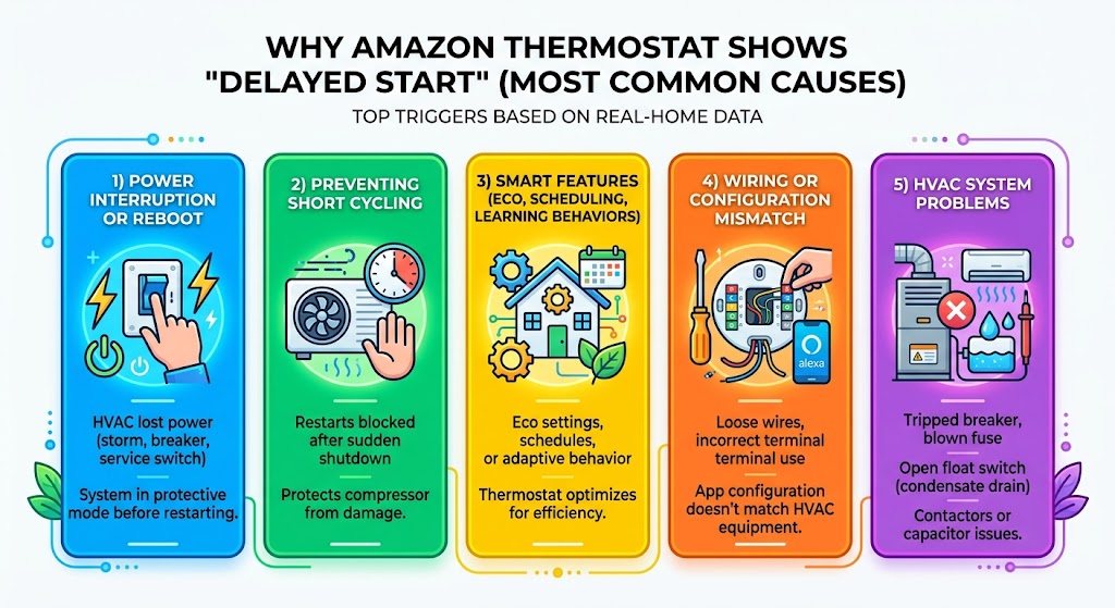 Why Amazon Thermostat Shows “Delayed Start” (Most Common Causes)