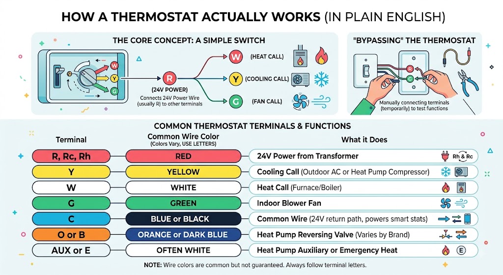 How a thermostat actually works (in plain English)