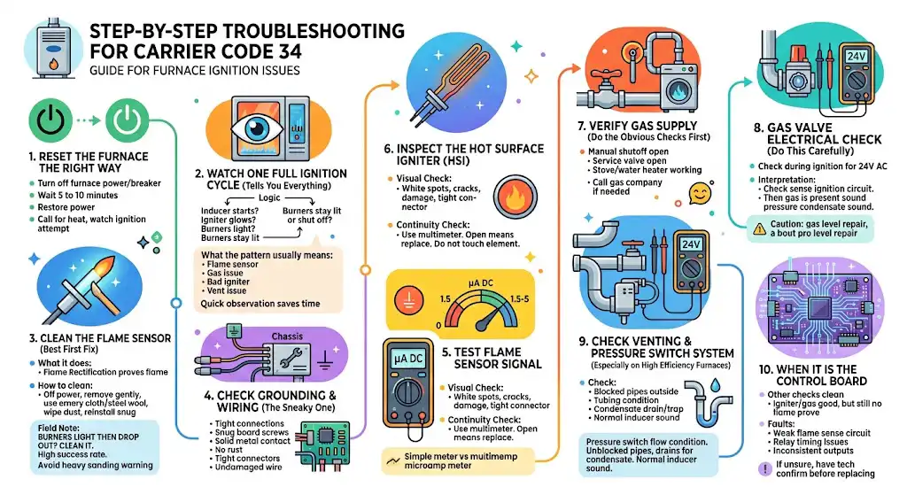 Step by Step Troubleshooting for Carrier Code 34